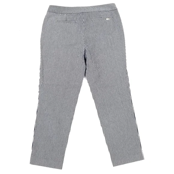 Anne Klein Striped Seersucker Pants Blue / White Women's Size 8 - Picture 5 of 15